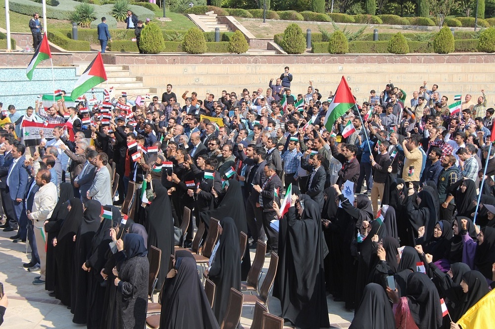 تجمع  جامعه دانشگاهی دانشگاه بین المللی امام خمینی (ره) در محکومیت جنایت های وحشیانه رژیم غاصب اسرائیل